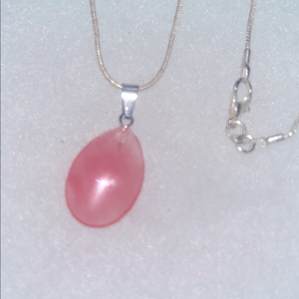 Boho hippie Cherry Quartz Crystal Sterling Silver 18” Necklace